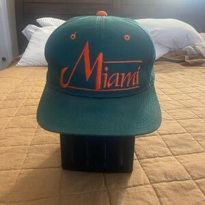 Vintage: University of Miami Hurricanes Snapback - Green/Orange/White